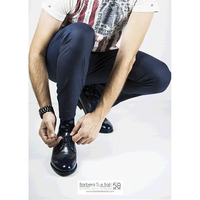Sandro Barbera Tinte a Mano 44214 derby uomo blugrey long wing
