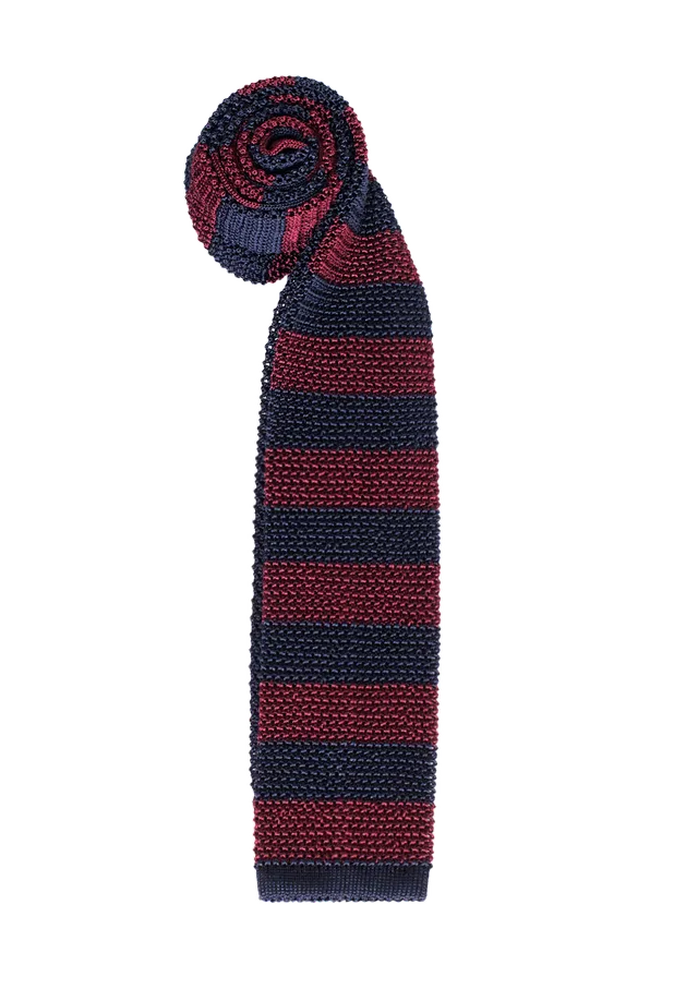 Stefano Bemer Ties SV5005 cravatta seta righe bordeaux blu