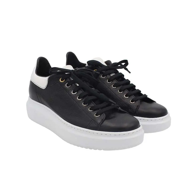 Sandro Barbera 520 sneakers donna pelle bianco e nero