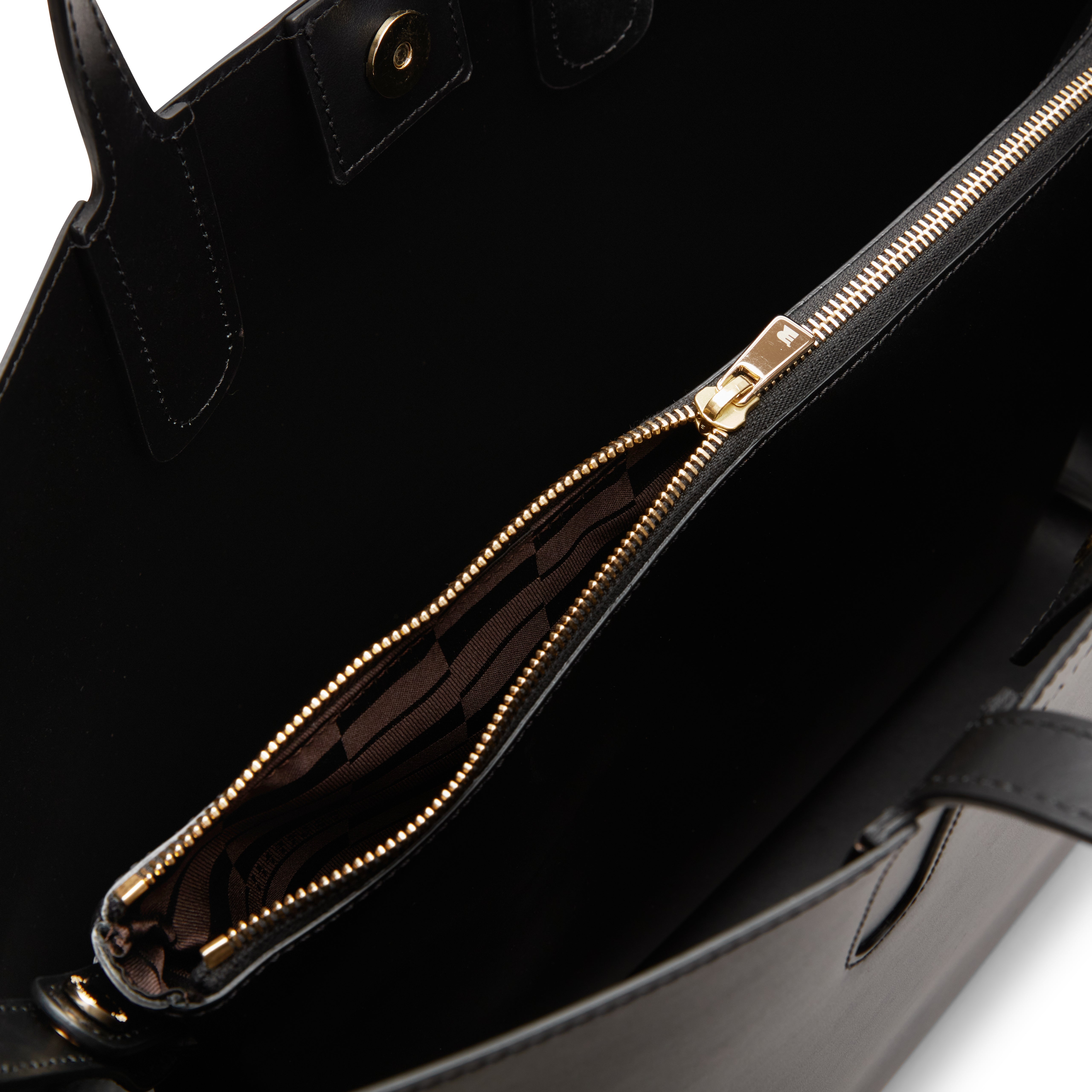F.lli Rossetti Nelly shopping bag pelle nera con pochette