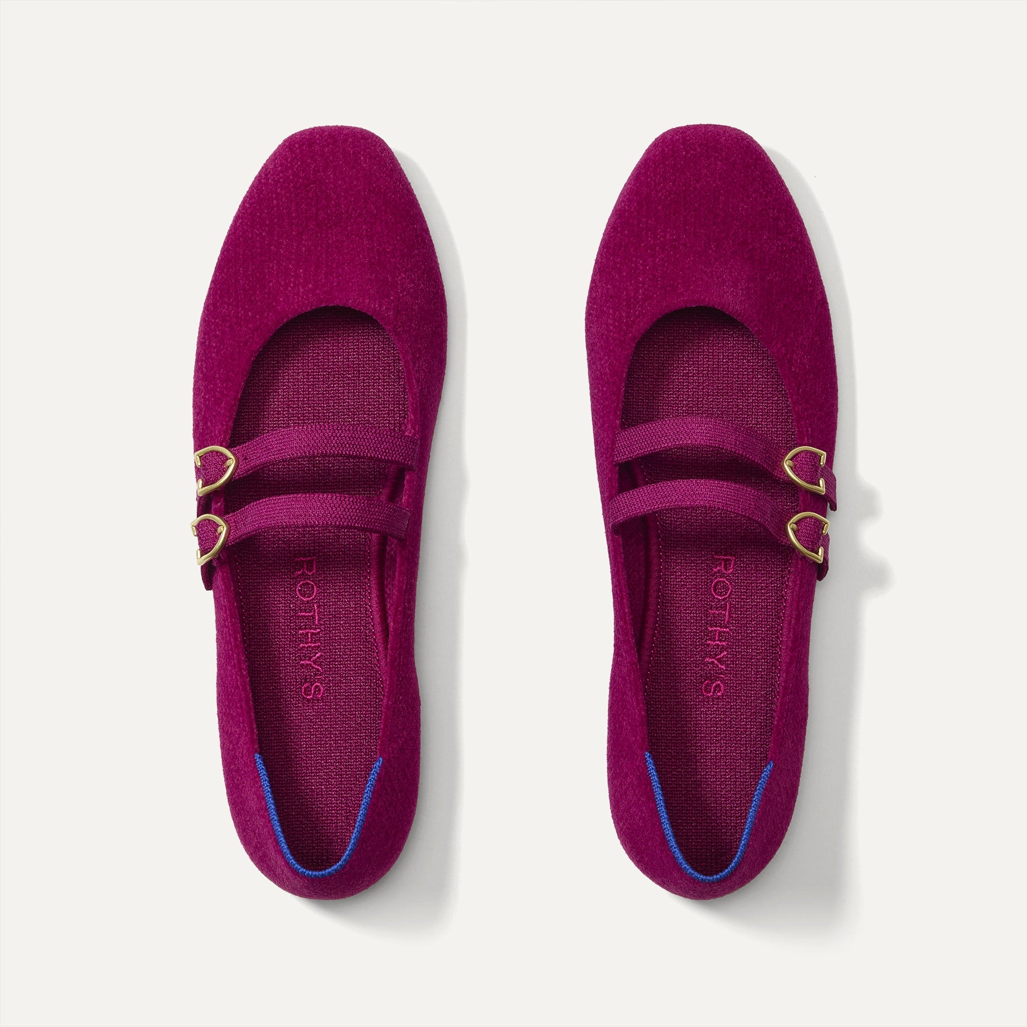 Rothy's Double Buckle Mary Jane ballerine Cabernet fibbia