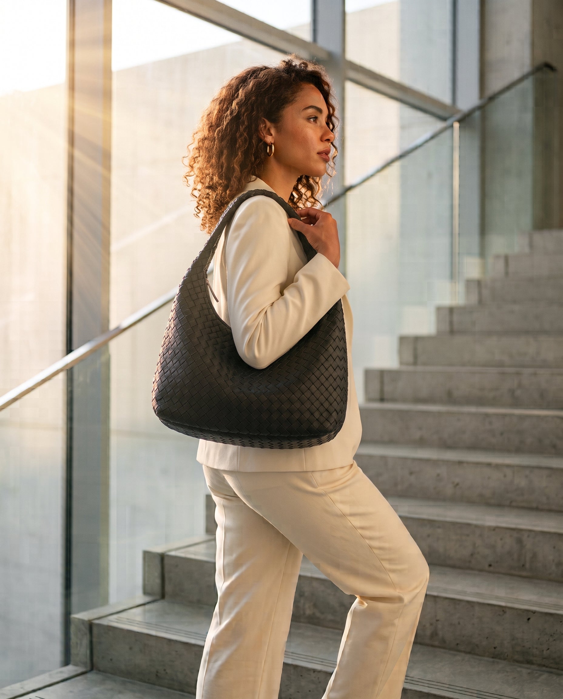 Sandro Barbera VD59865 borsa pelle intrecciata nera spalla