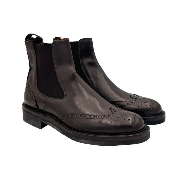 Sandro Barbera & Figli 987U Chelsea Brogue stivaletti moro Vibram