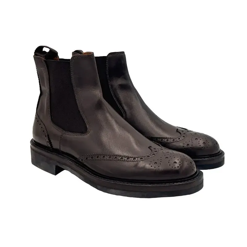 Sandro Barbera & Figli 987U Chelsea Brogue stivaletti moro Vibram