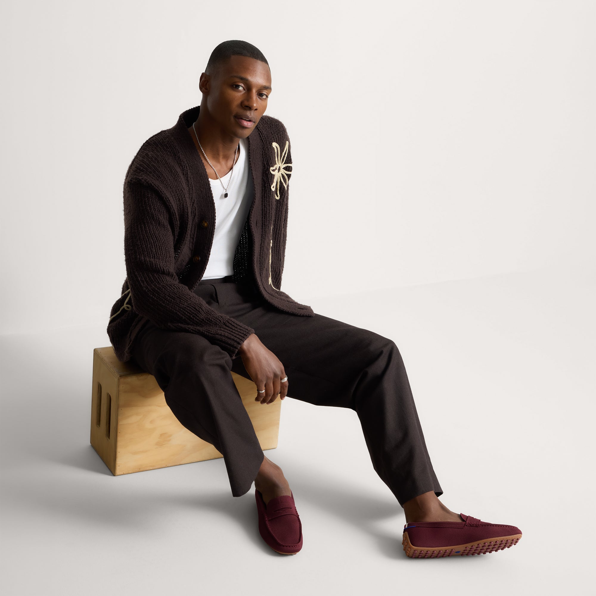 Rothy's The Men's Driver mocassino uomo Syrah rosso knit
