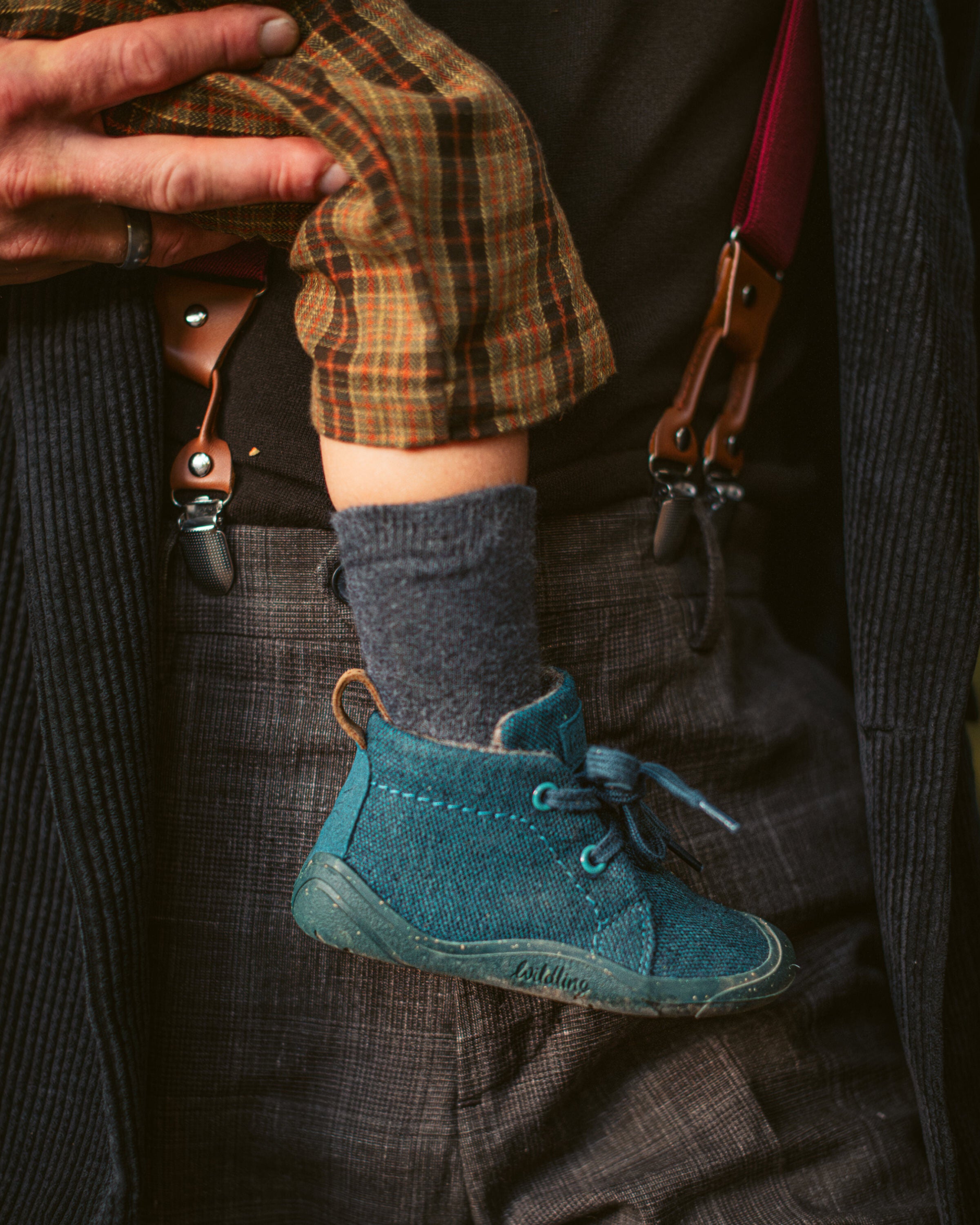 Wildling Shoes Marron Smaragdin stivaletti bimbi verde lana