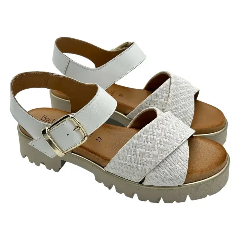 Sandro Barbera 1097 sandali donna bianchi treccia pelle