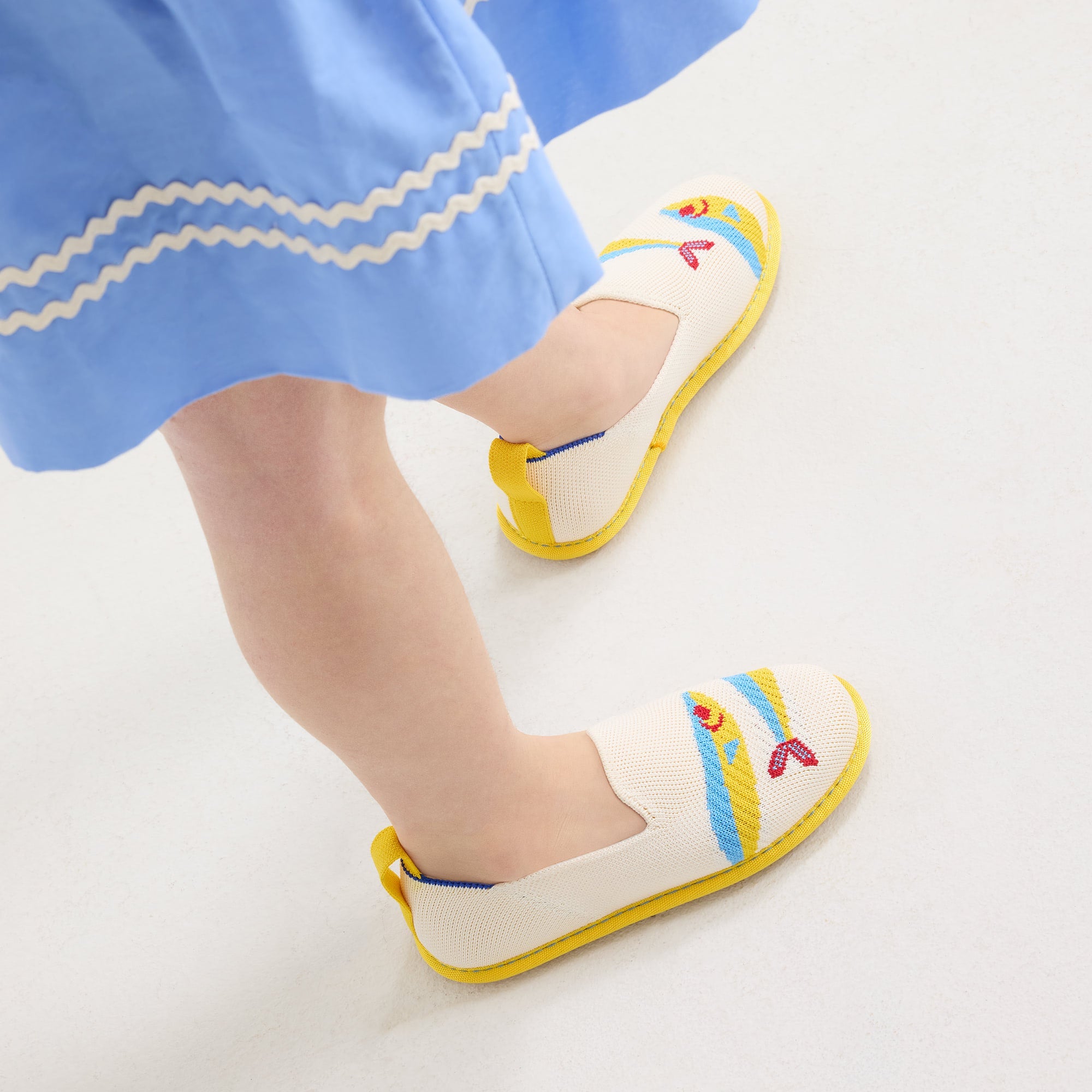 Rothy's Mini Loafer mocassini bambino avorio pesci giallo