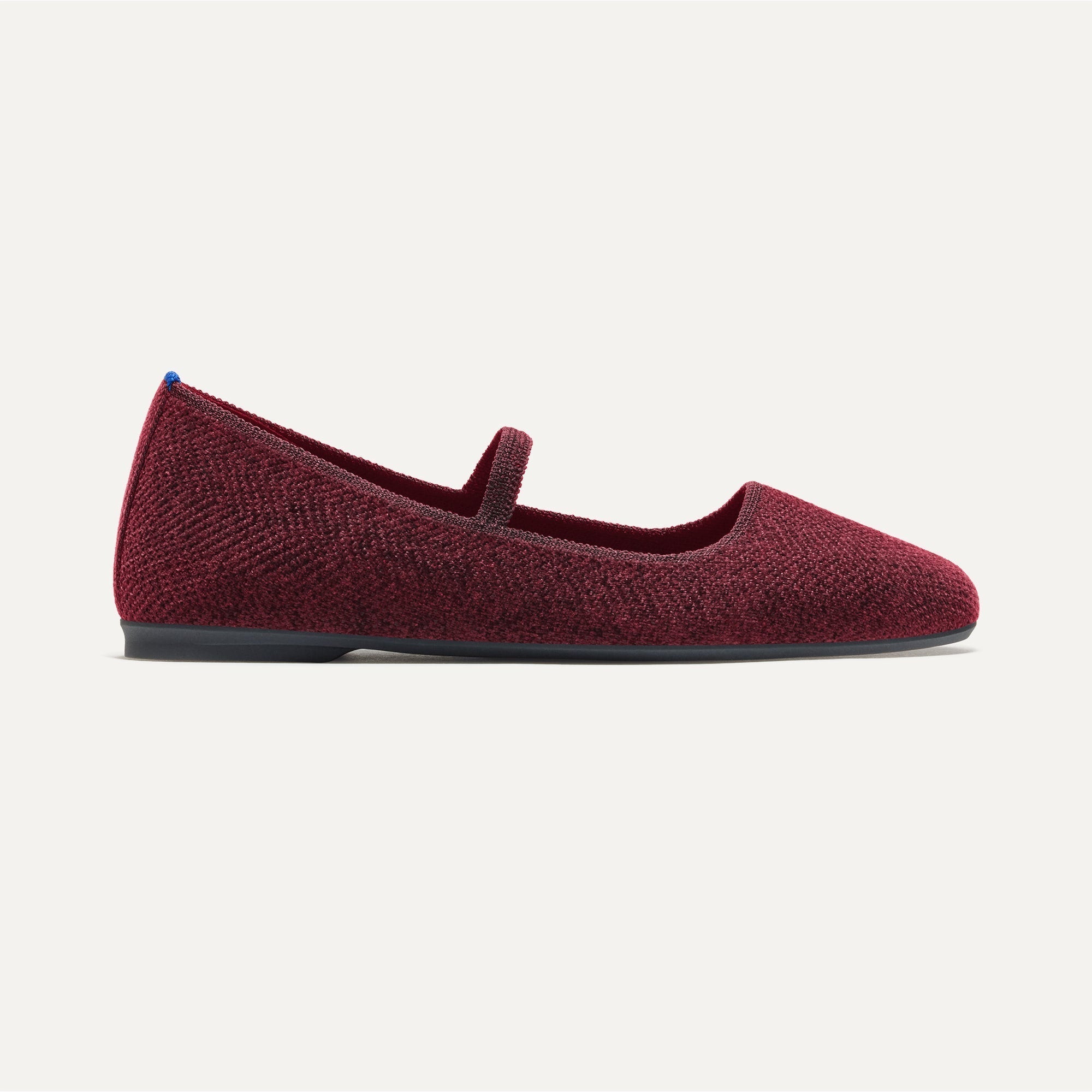 Rothy's The Max Square Mary Jane ballerine ReVelvet Syrah bordeaux