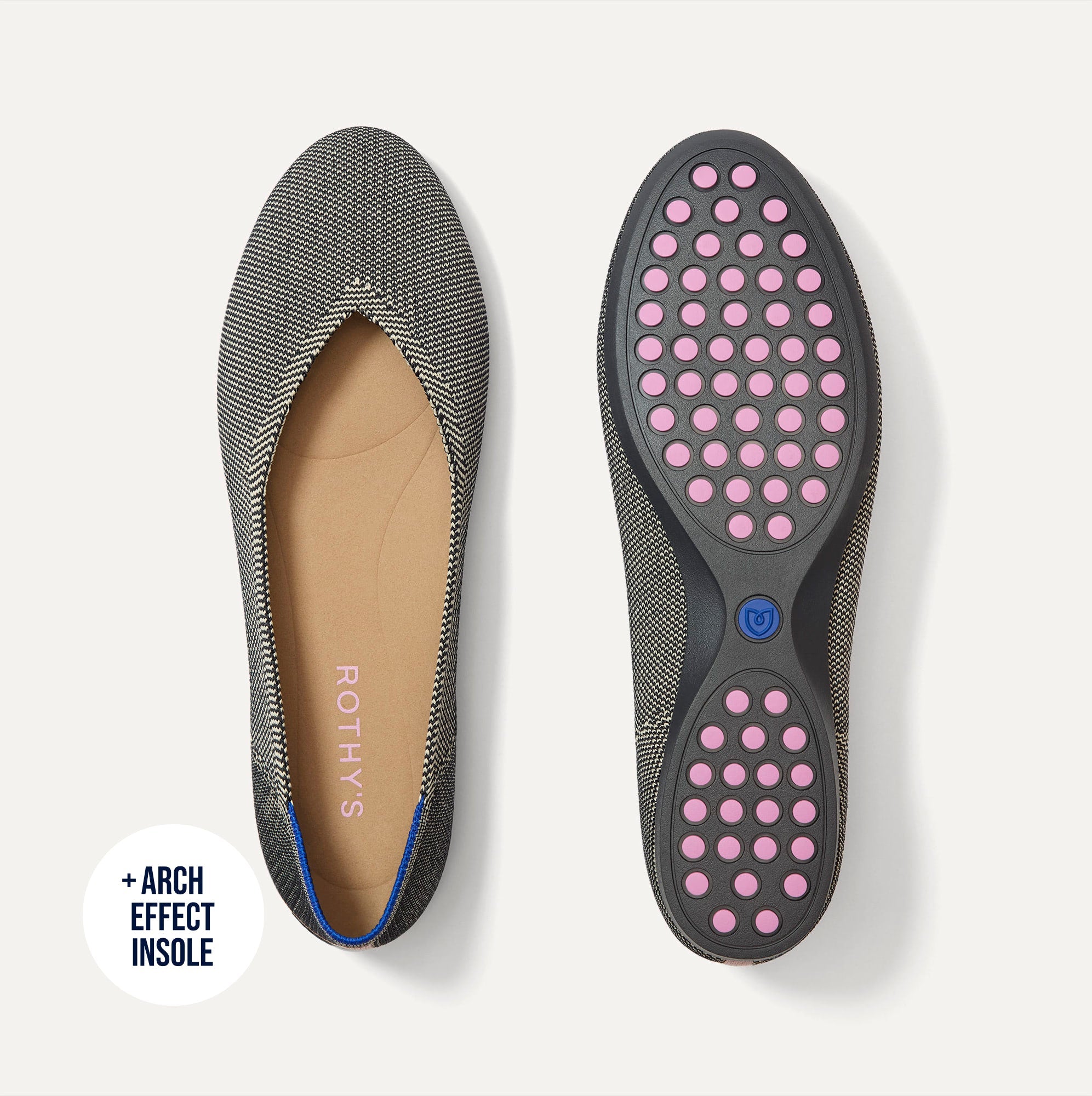 Rothy's The Daily Flat ballerine Salt Air nero beige knit