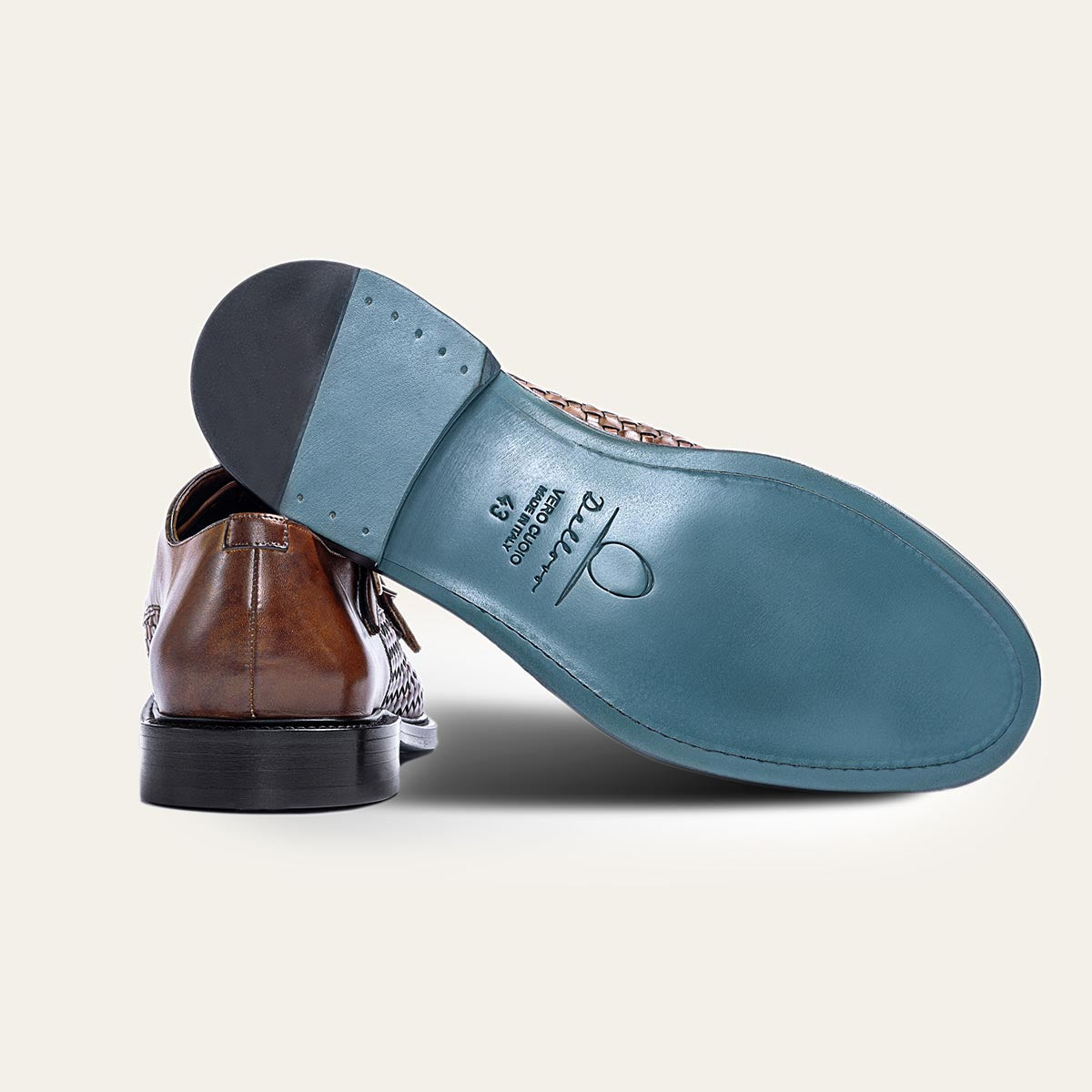 Dellovo Camerelle monk strap uomo siena intrecciato