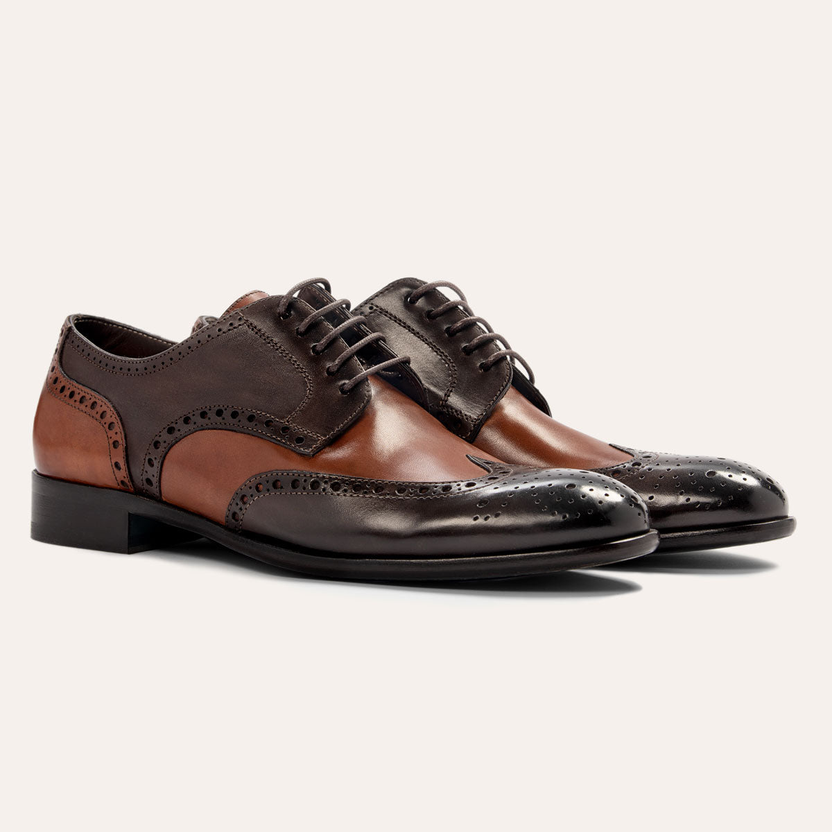 Dellovo Sansevero derby uomo tan bluette bicolore