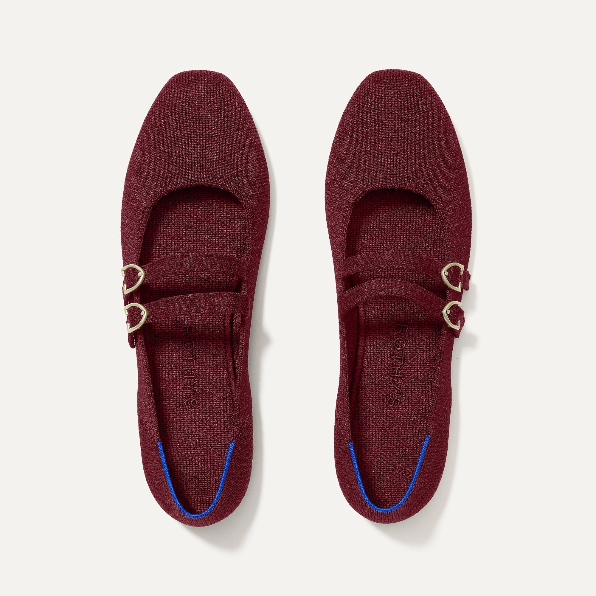 Rothy's Double Buckle Mary Jane ballerine Cabernet fibbia