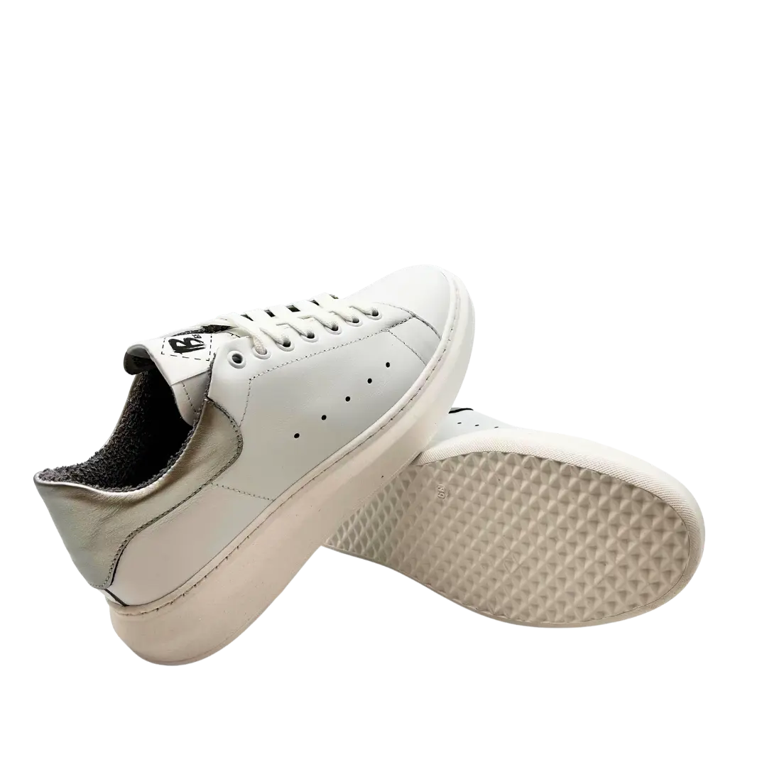 Sandro Barbera B68 Iconic Sneakers Bianco Argento 39 Pelle