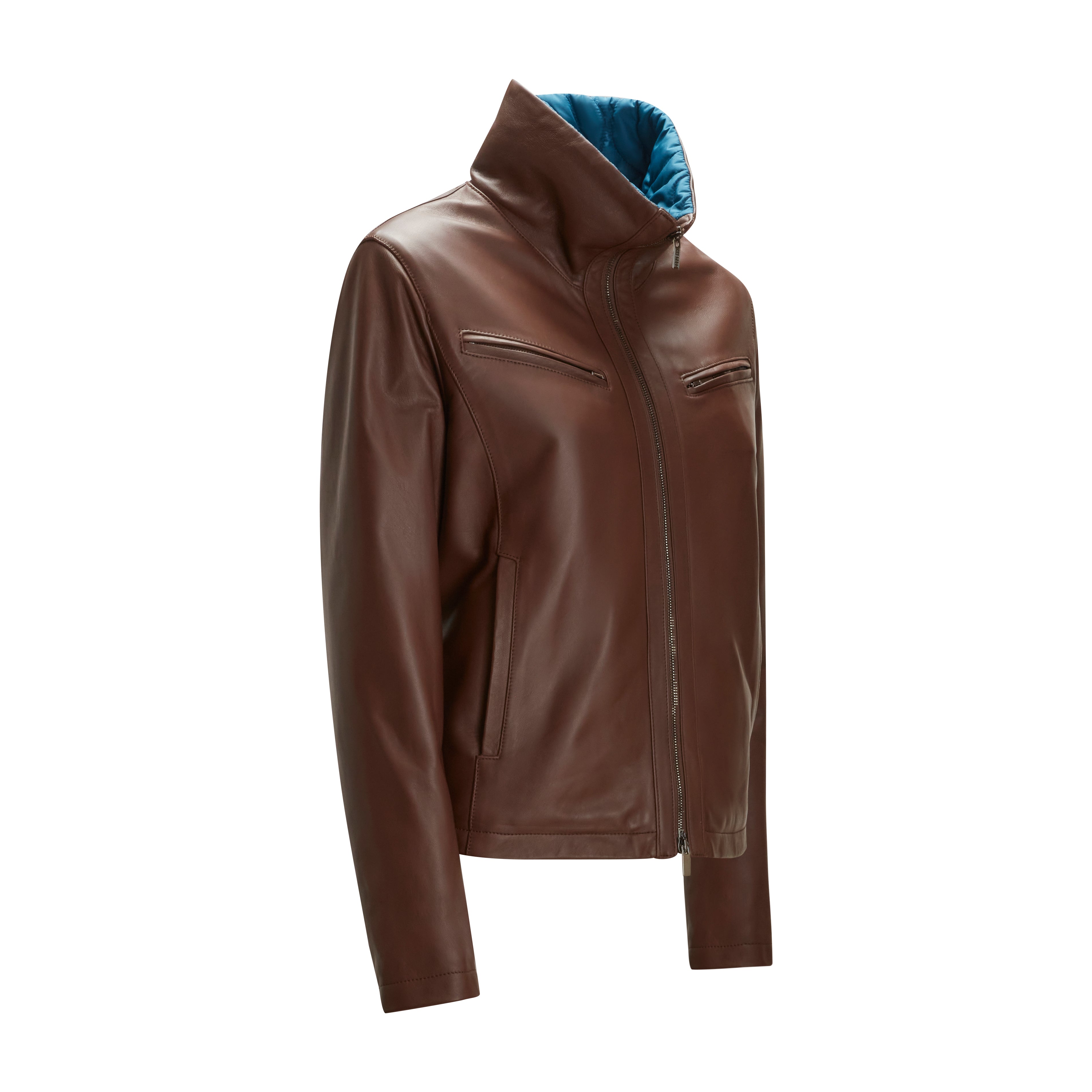 F.lli Rossetti 98421 giubbino donna marrone pelle nappa zip