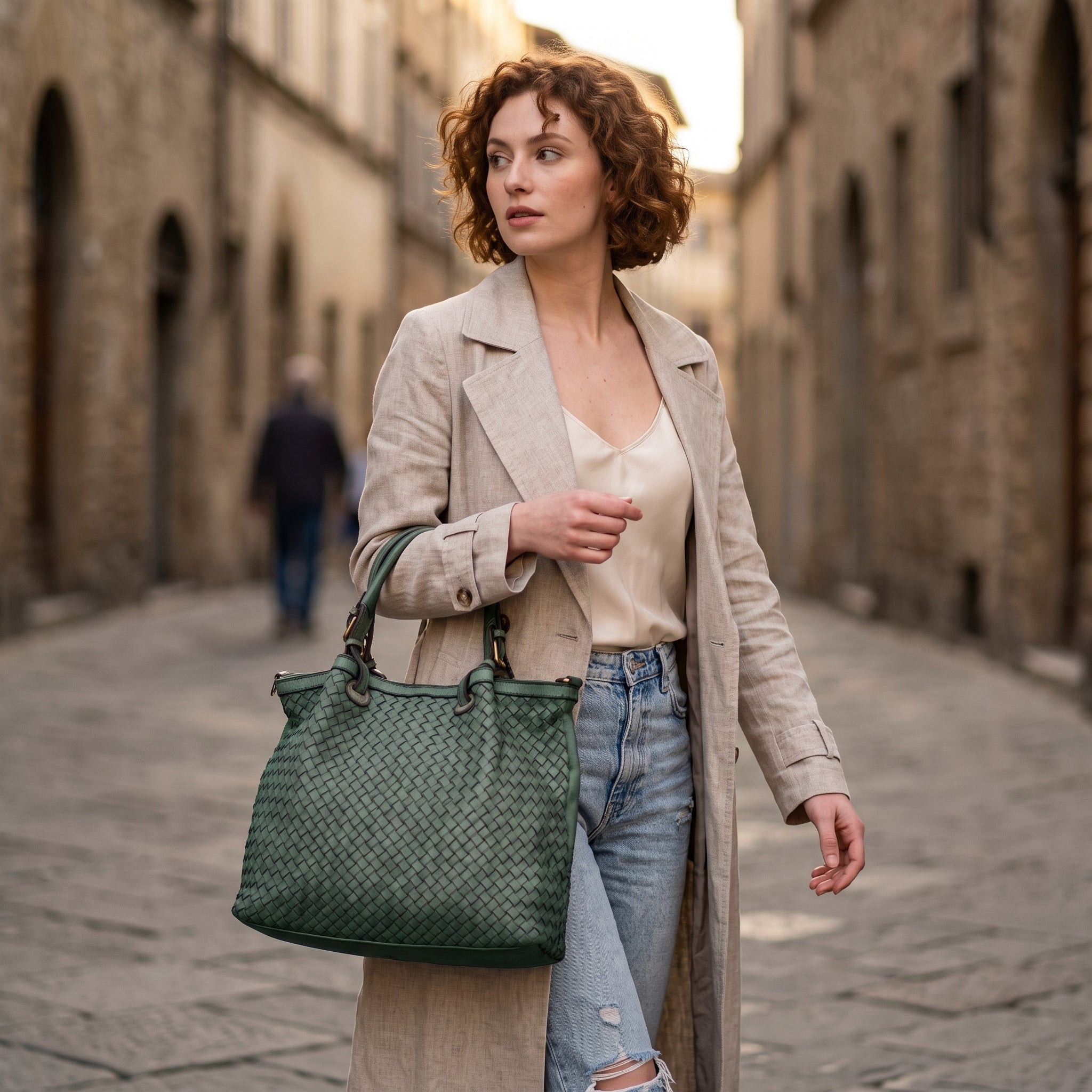 Sandro Barbera Bazi59 Borsa Intrecciata Verdone Pelle