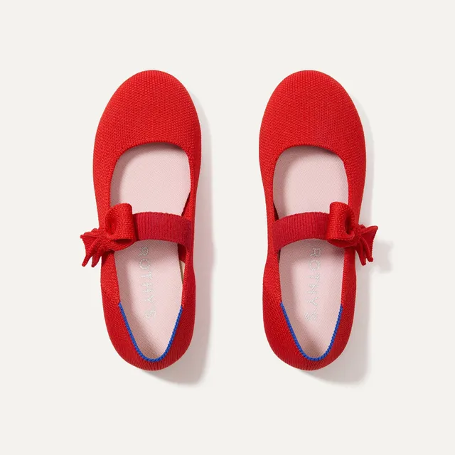 Rothy's The Kids Tux Bow Mary Jane scarpe rosse fiocco rosso