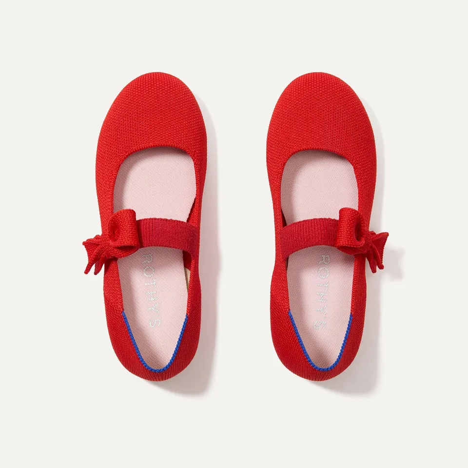 Rothy's The Kids Tux Bow Mary Jane scarpe rosse fiocco rosso