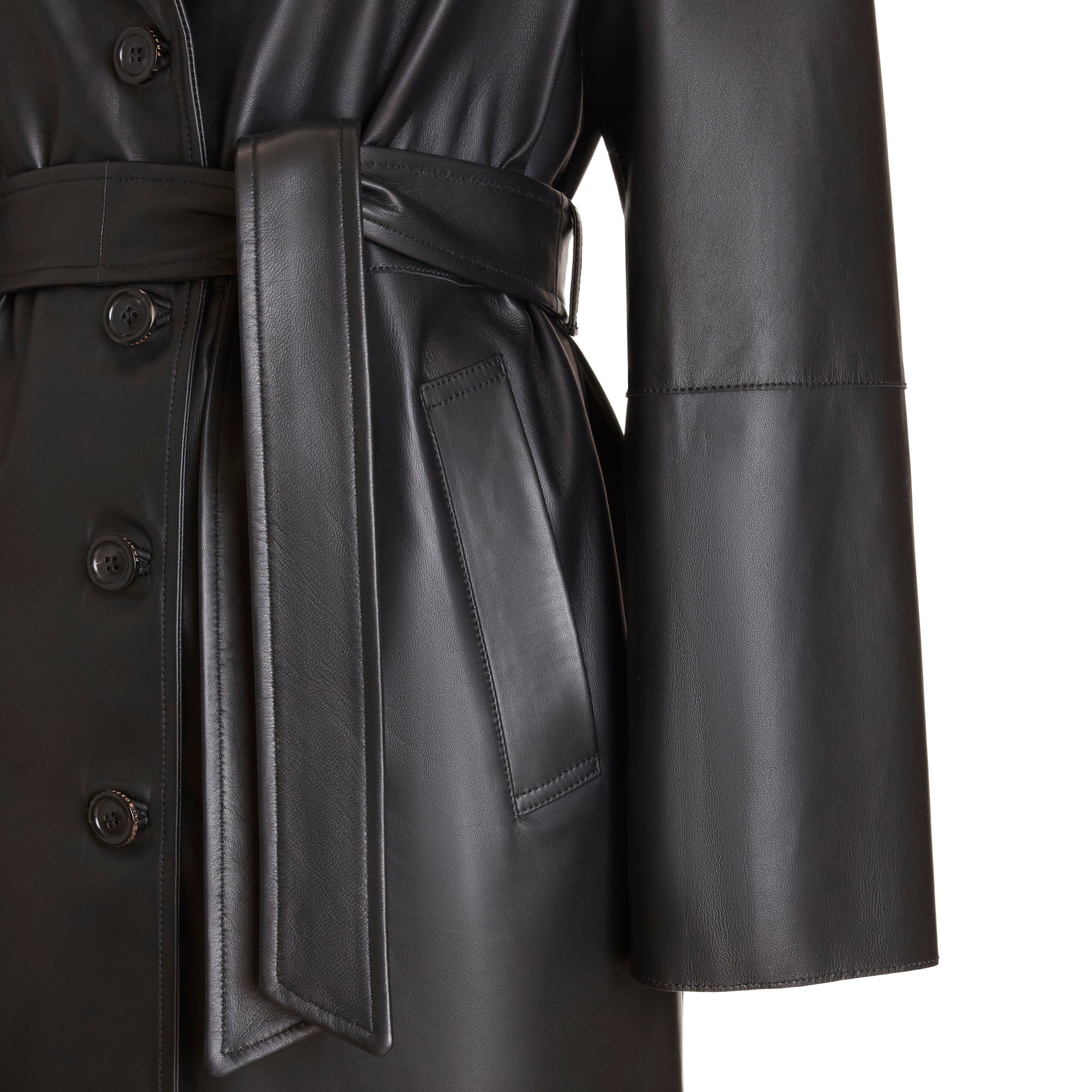 F.lli Rossetti 98402 Cappotto Donna Nera Nappa con Cintura