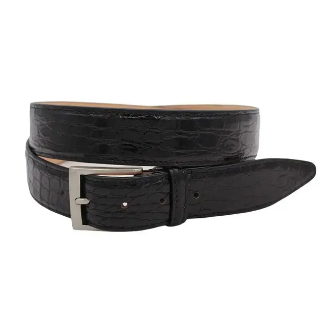 Sandro Barbera Cintura coccodrillo nero M 110 cm h 3,5