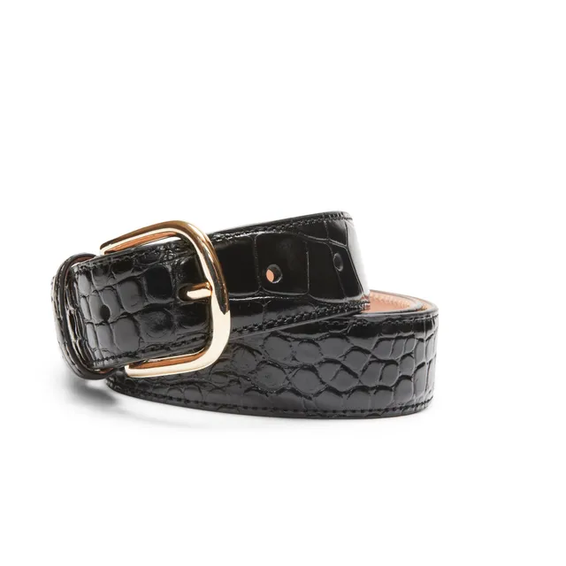 F.lli Rossetti 97502 cintura donna pelle nera stampa coccodrillo