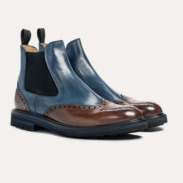 Dellovo Ribera Chelsea Boot uomo brandy pelle bicolore