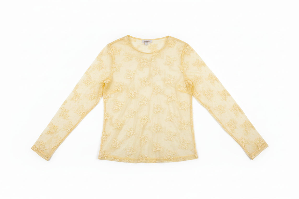 Linea Elle Maglia Pizzo Giallo Tenue maniche lunghe S/M