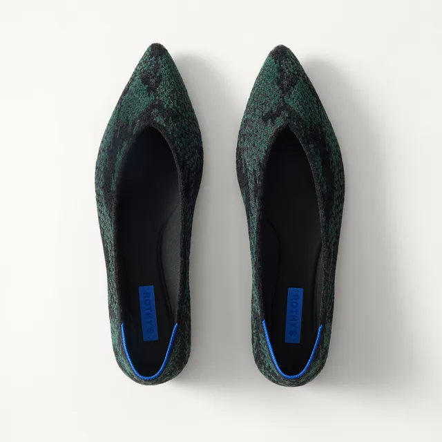 Rothy's The Point III ballerine verdi pitonate Evergreen Python