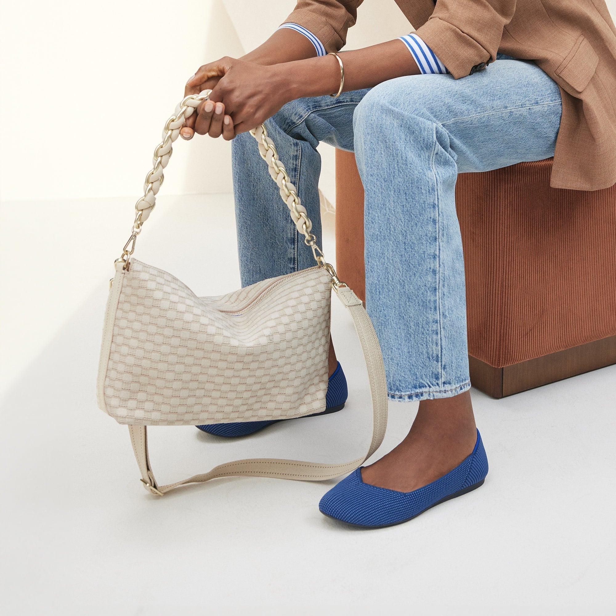 Rothy's The Shoulder Strap tracolla White Chain avorio oro