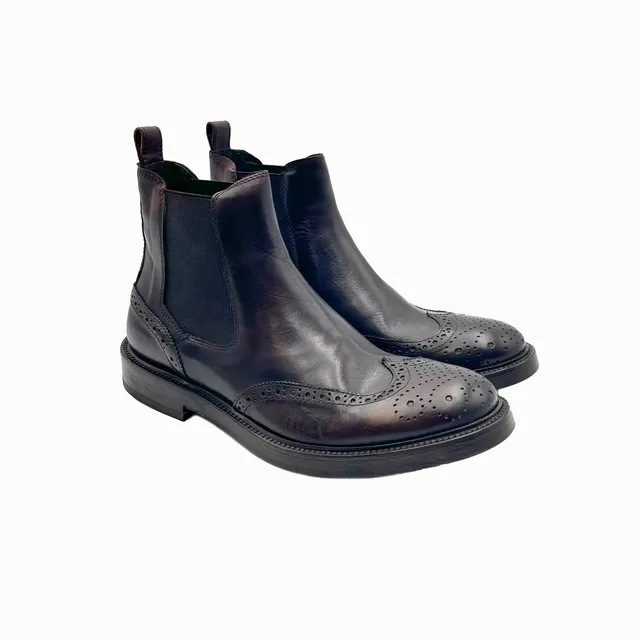 Sandro Barbera 1732 Chelsea Brogue Stone Wax Cioccolato