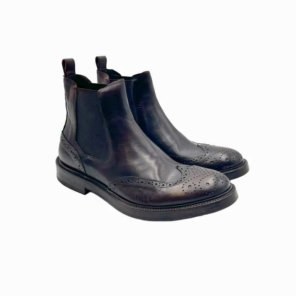 Sandro Barbera 1732 Chelsea Brogue Stone Wax Cioccolato