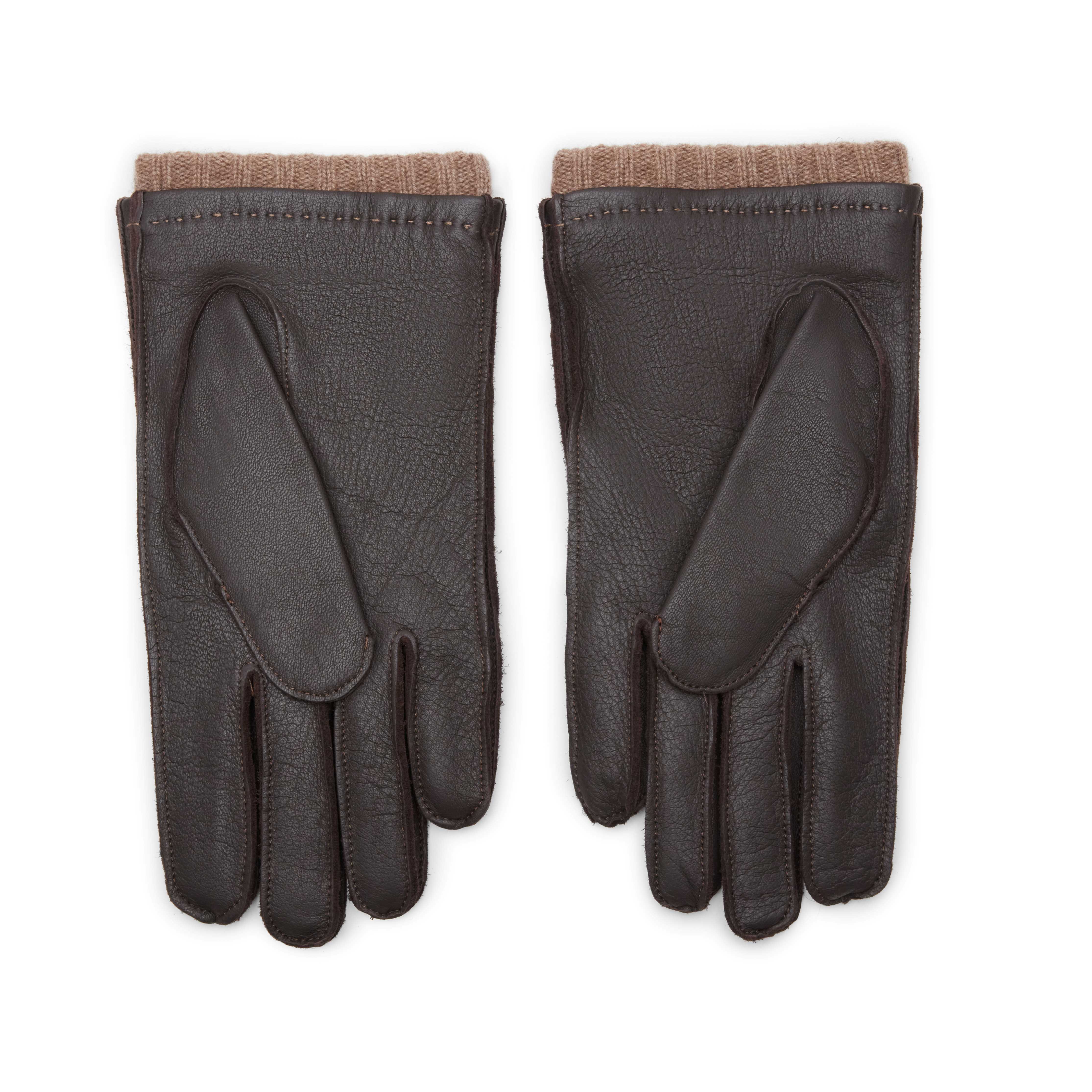 F.lli Rossetti 92240 Guanto Uomo Pelle Cervo Moro Cachemire