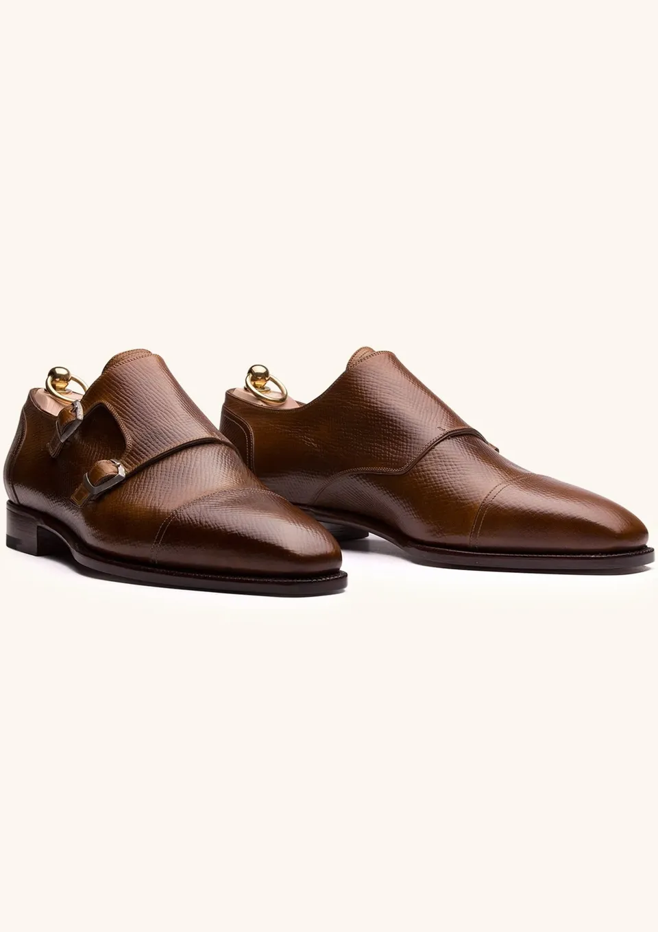Stefano Bemer Monks C2310 Scarpe Doppia Fibbia Tan Pelle