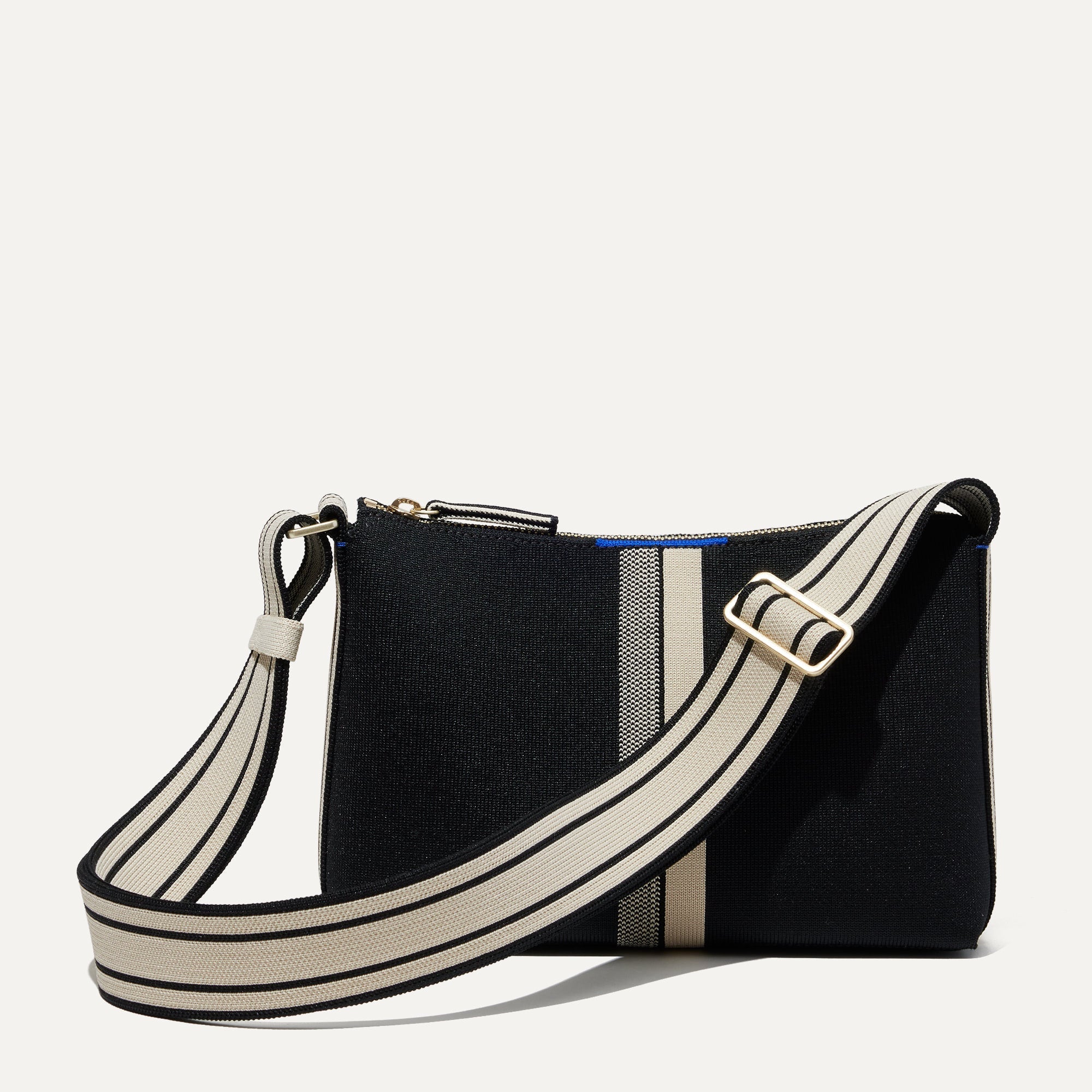 Rothy's The Casual Crossbody tracolla Black Ivory Stripe righe