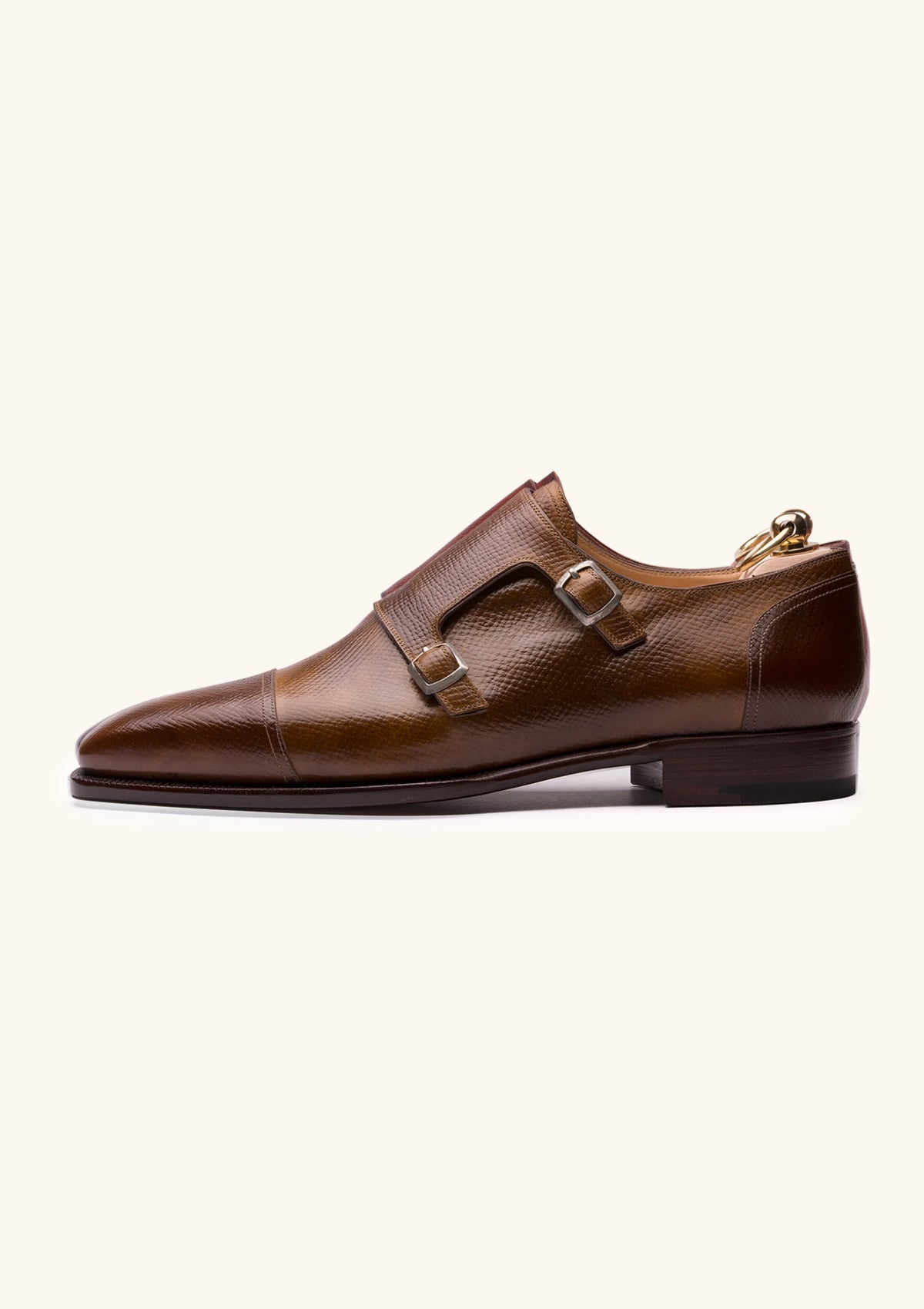 Stefano Bemer Monks C2310 Scarpe Doppia Fibbia Tan Pelle