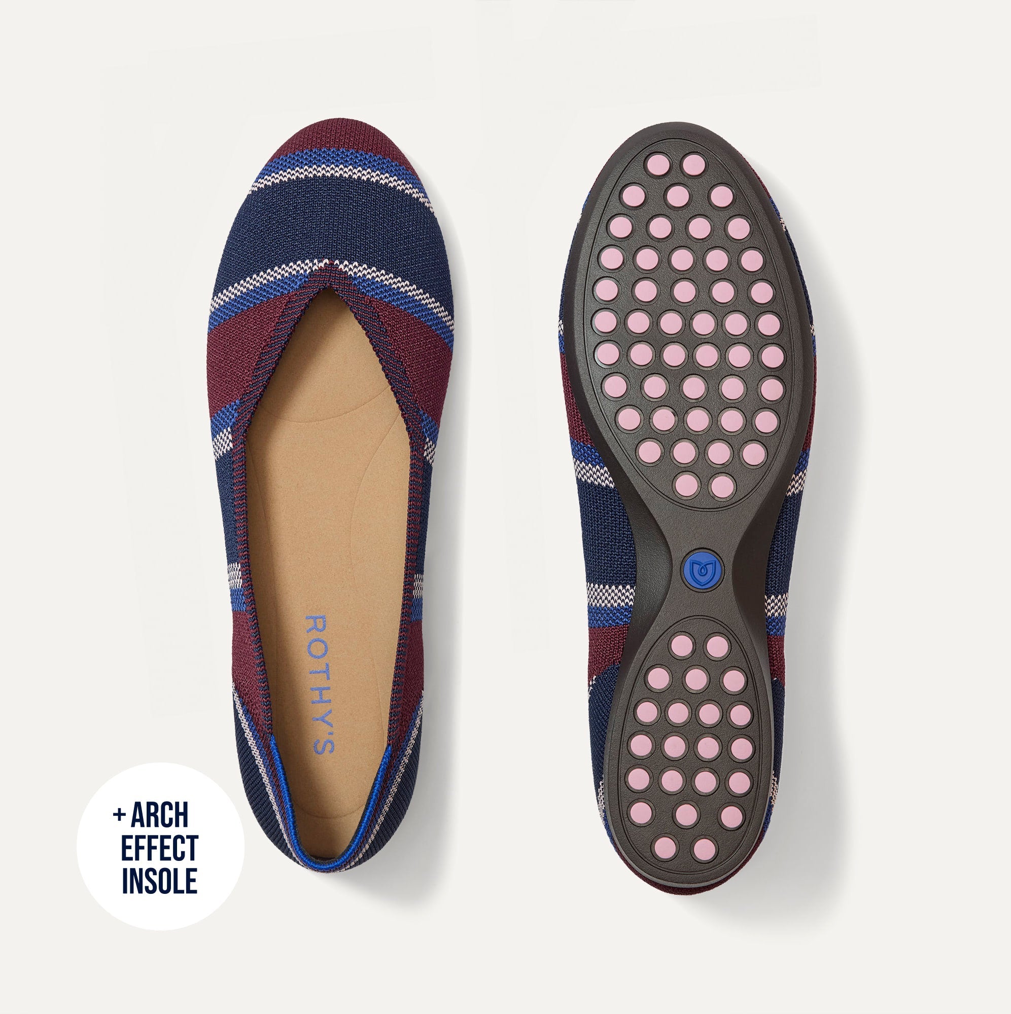 Rothy's The Daily Flat ballerine Fig Stripe maglia comoda