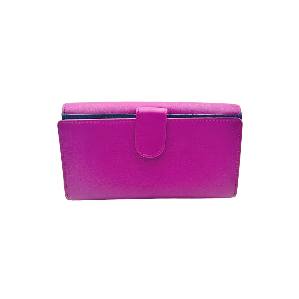 Sandro Barbera & Figli 155 Portafoglio donna pelle fucsia blu