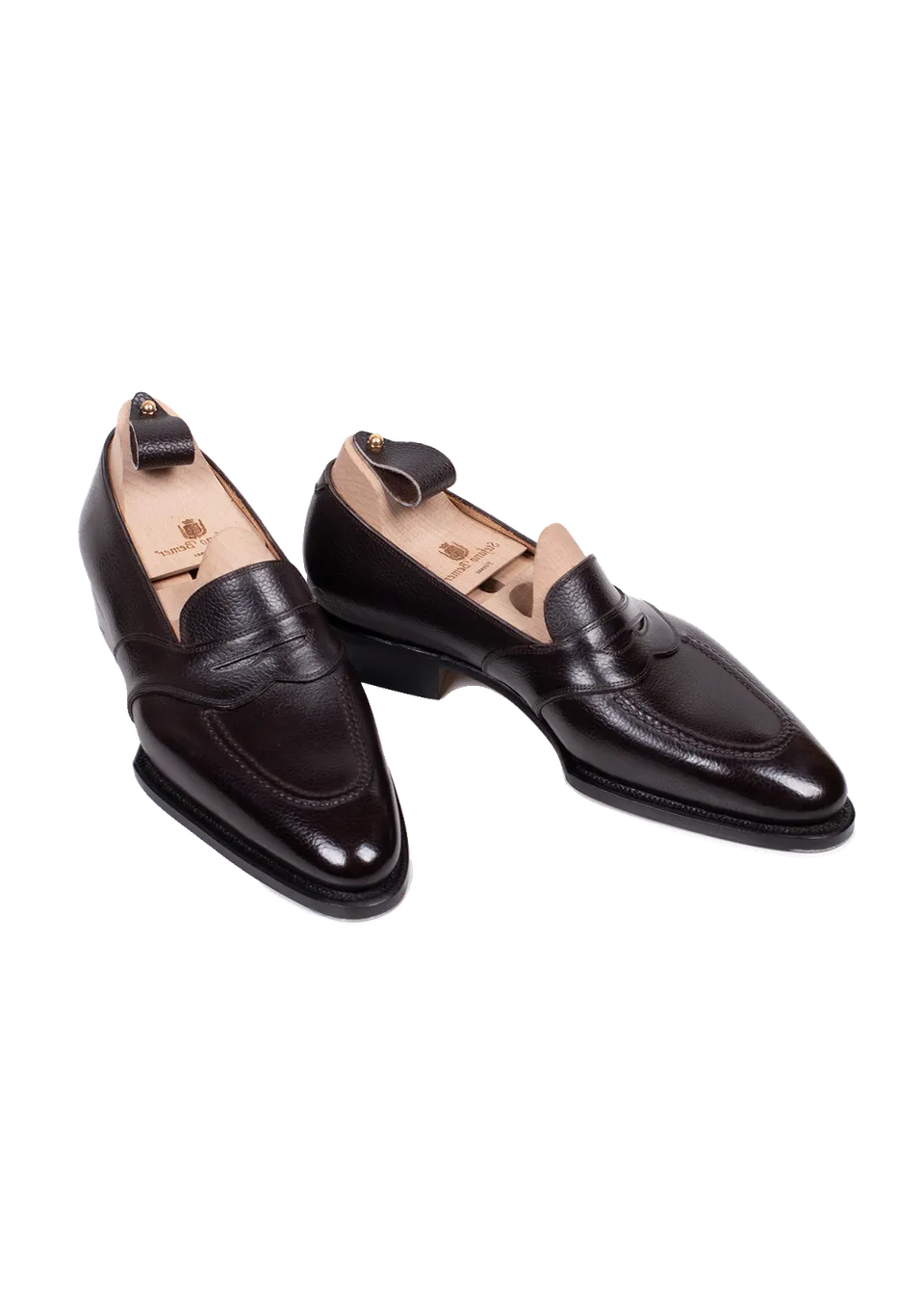 Stefano Bemer Loafers T1552 mocassini penny marrone hatchgrain