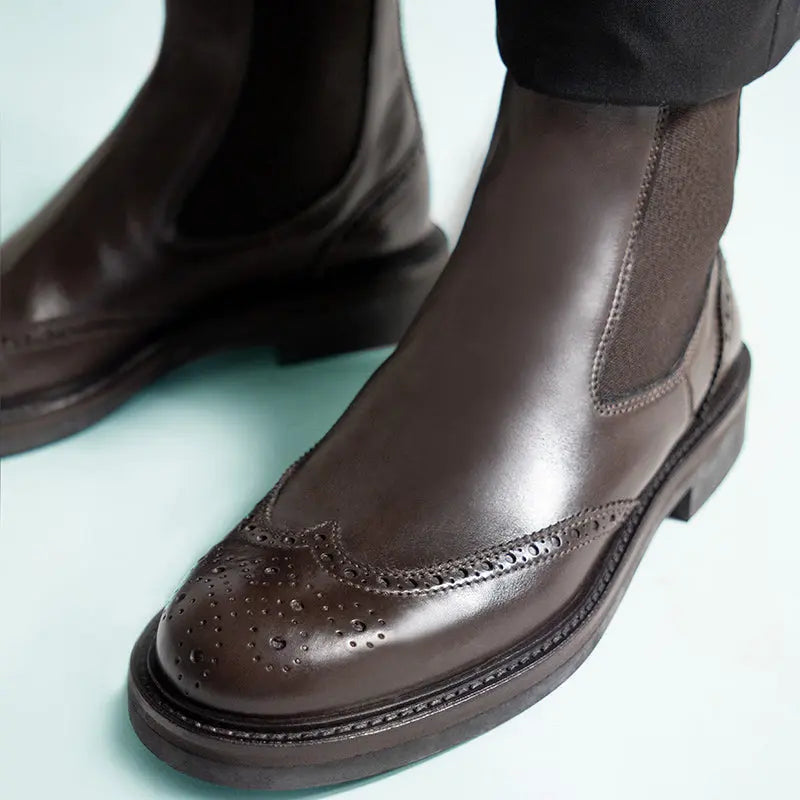 Sandro Barbera & Figli 987U Chelsea Brogue stivaletti moro Vibram