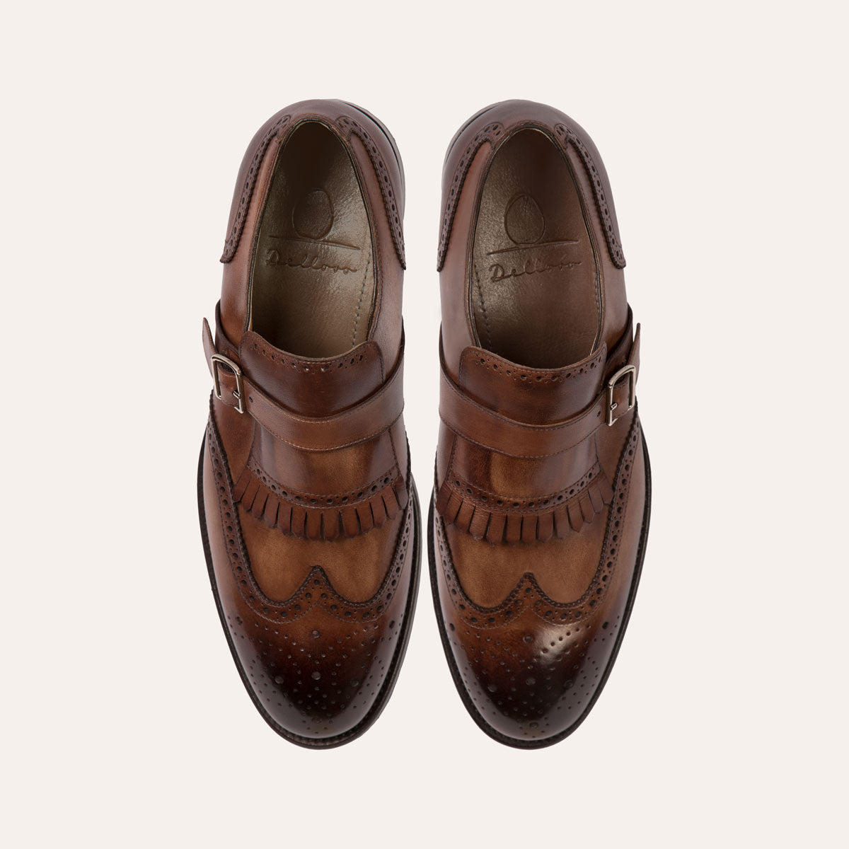 Dellovo Laes monk strap uomo pelle nero fibbia singola
