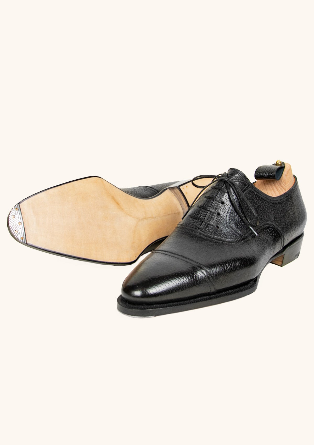 Stefano Bemer Oxfords T6471 scarpe pelle nere cinghiale