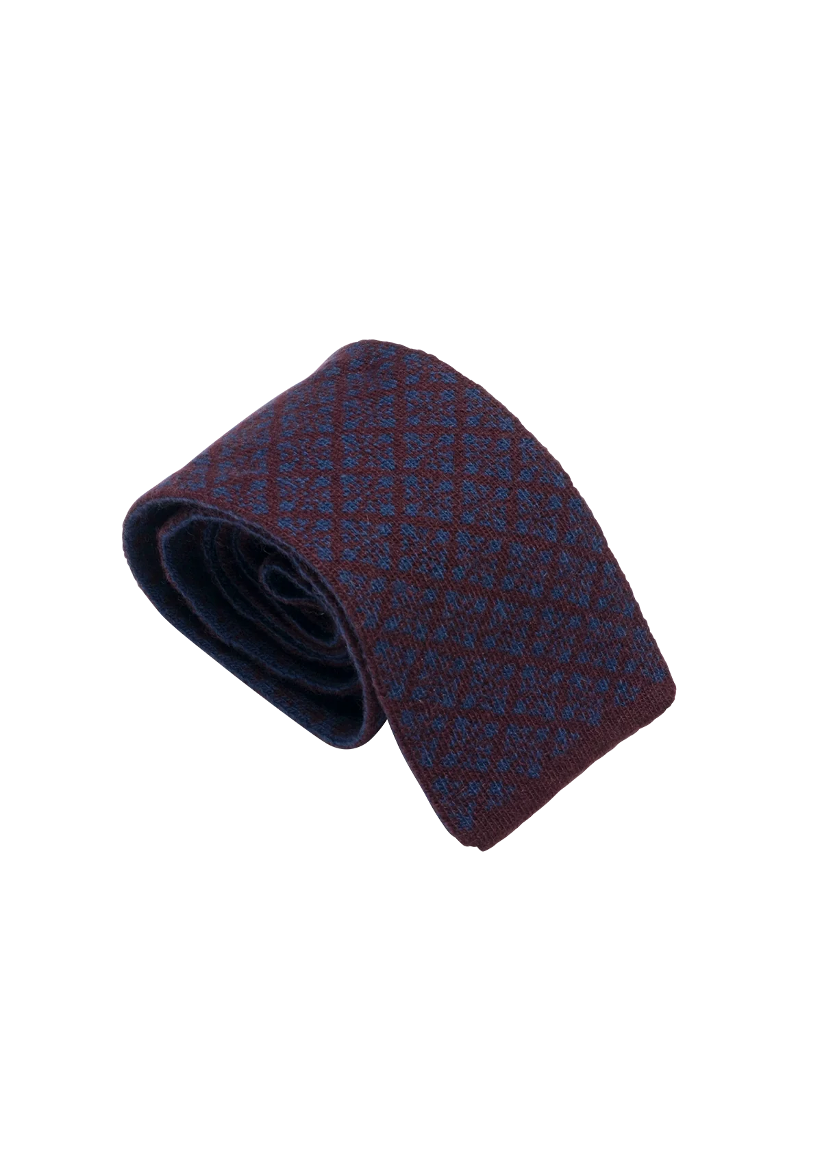 Stefano Bemer Cravatta Maglia Lana Bordeaux Blu 8 cm