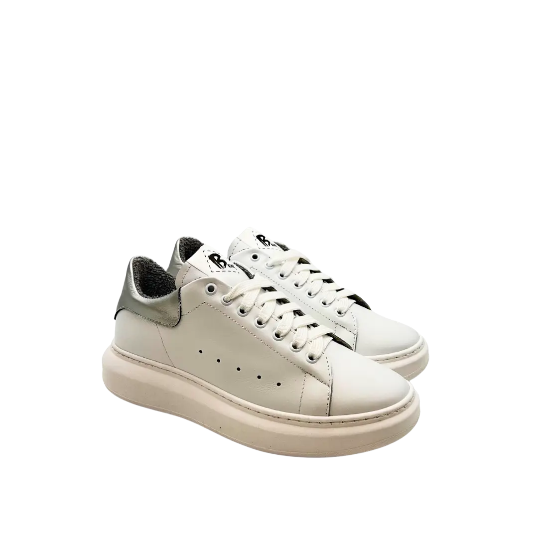 Sandro Barbera B68 Iconic Sneakers Bianco Argento 39 Pelle