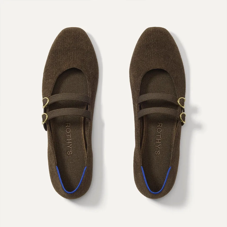 Rothy's Double Buckle Mary Jane ballerine Cabernet fibbia