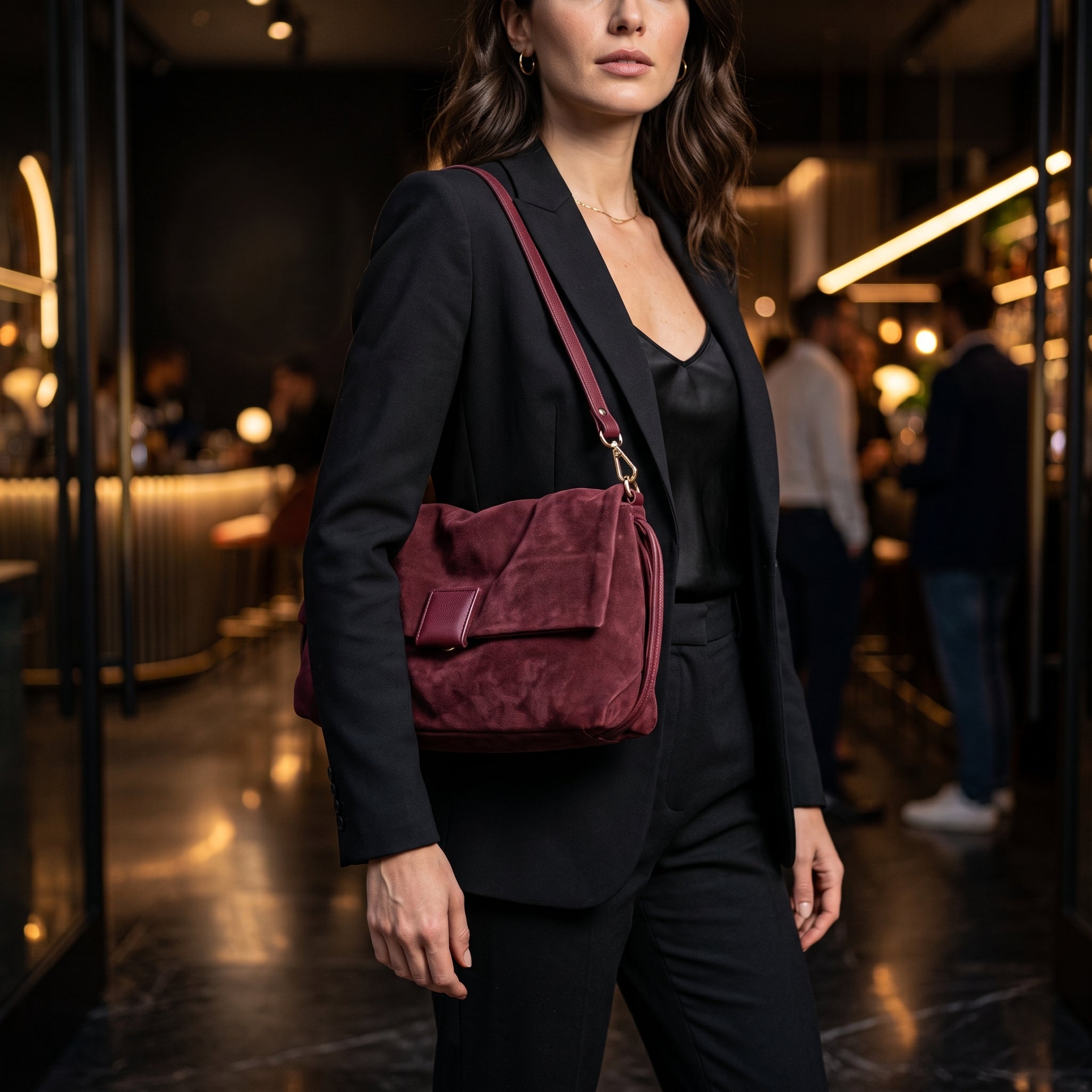 Sandro Barbera BALG39843 borsa spalla ciliegia camoscio