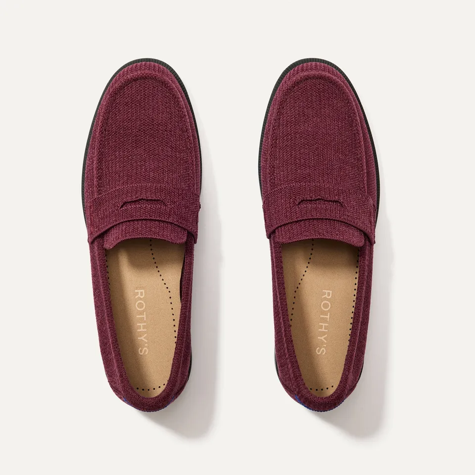 Rothy's The Penny Loafer mocassini ReVelvet Syrah bordeaux