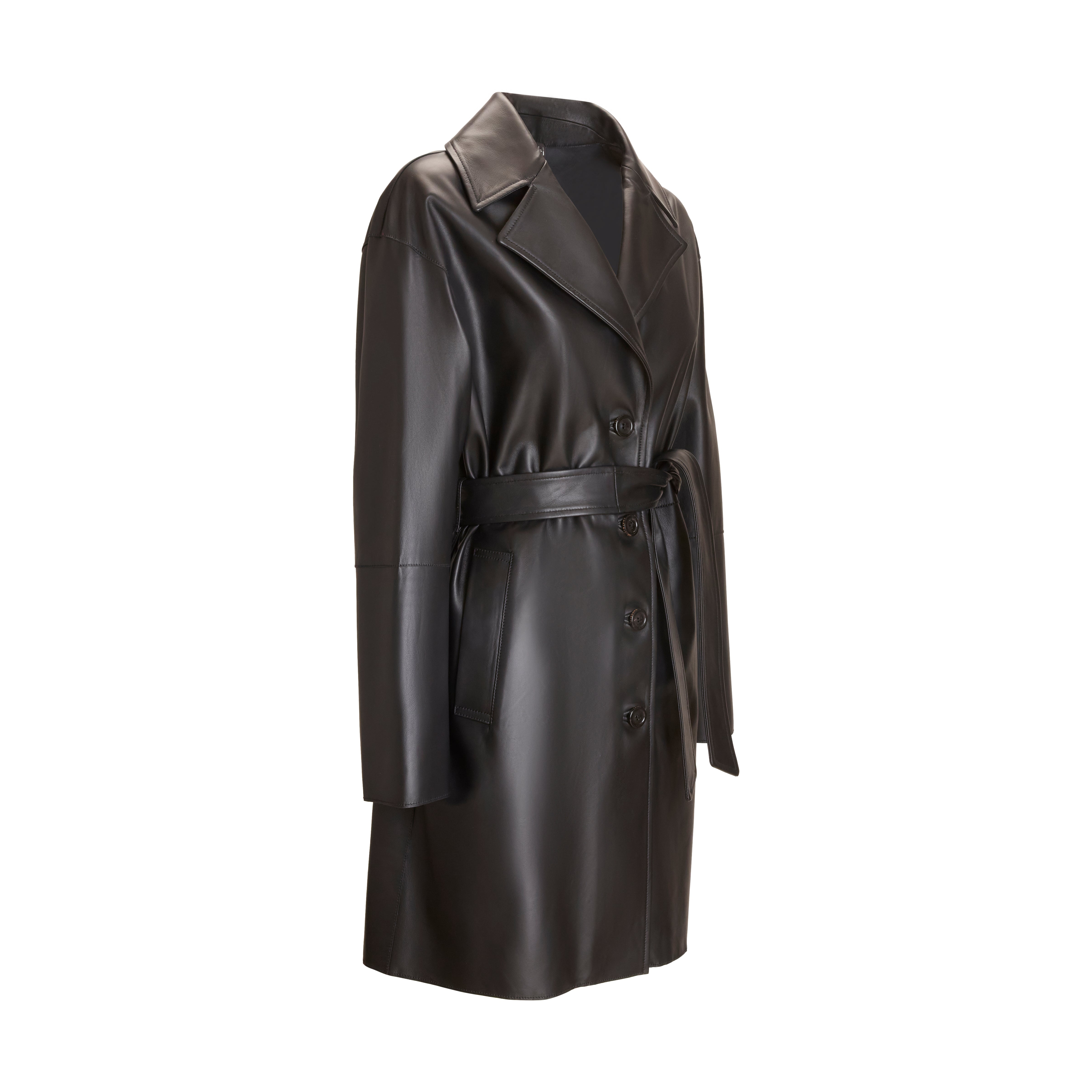 F.lli Rossetti 98402 Cappotto Donna Nera Nappa con Cintura