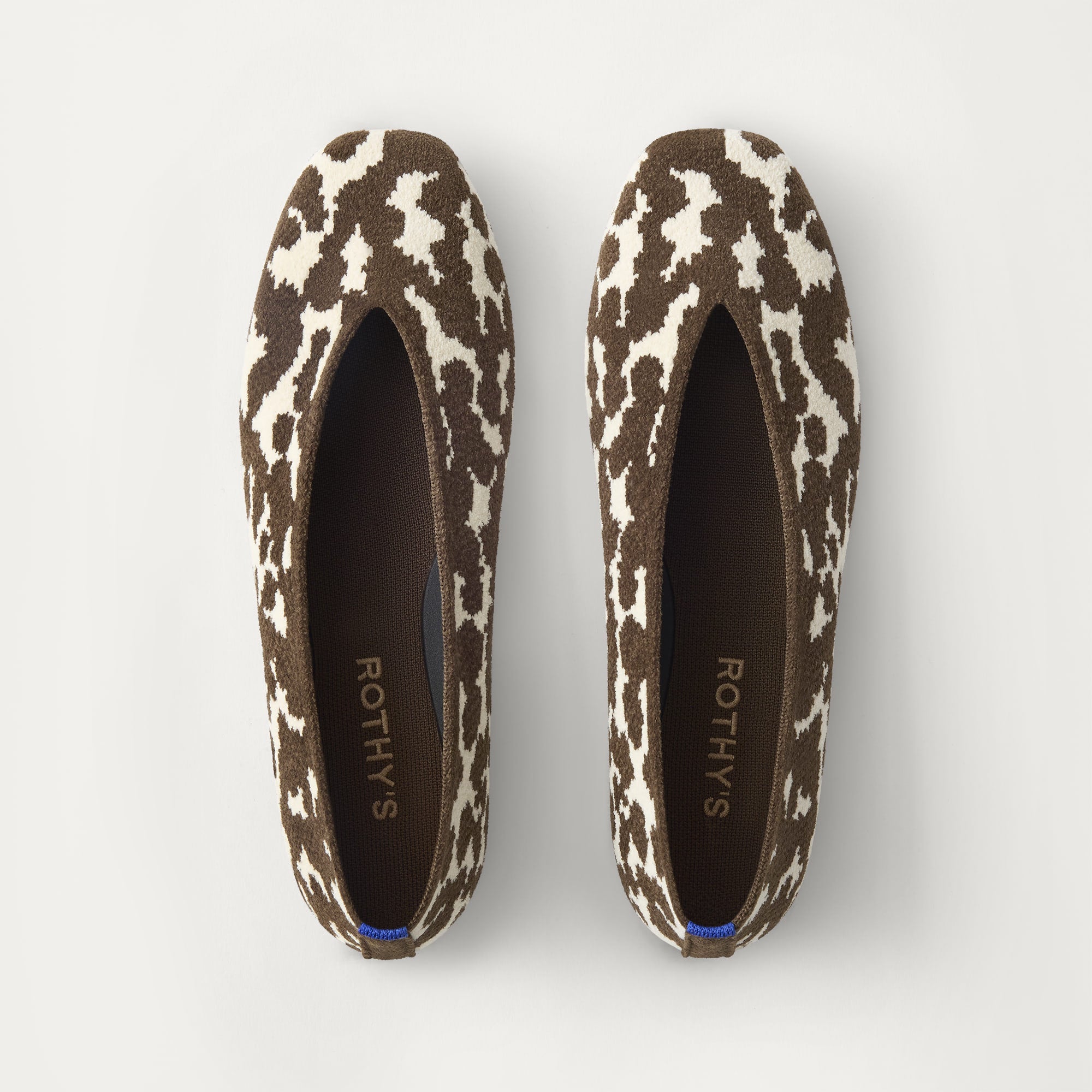 Rothy's The Max Square Ballerina ballerine dark rodeo cow print