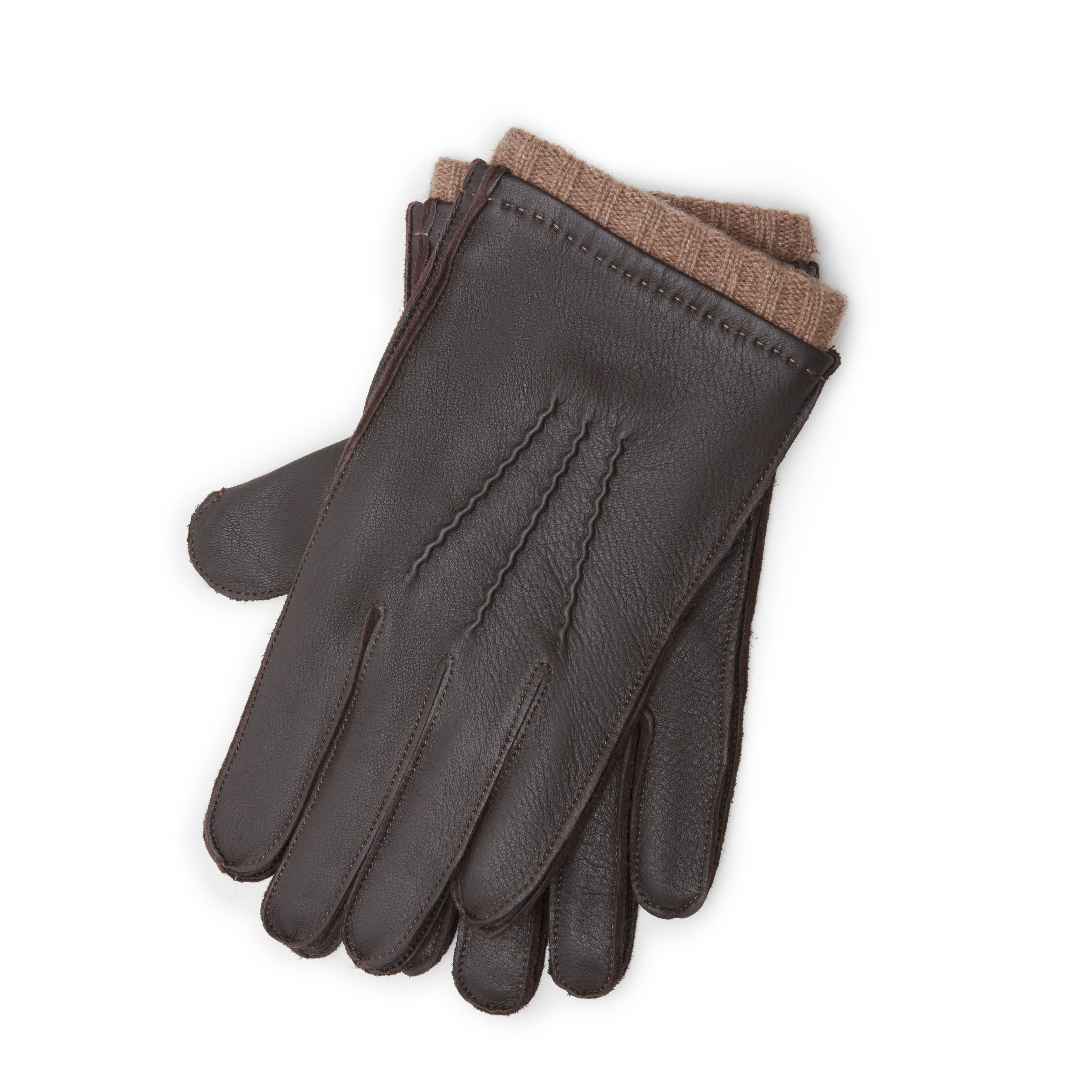 F.lli Rossetti 92240 Guanto Uomo Pelle Cervo Moro Cachemire