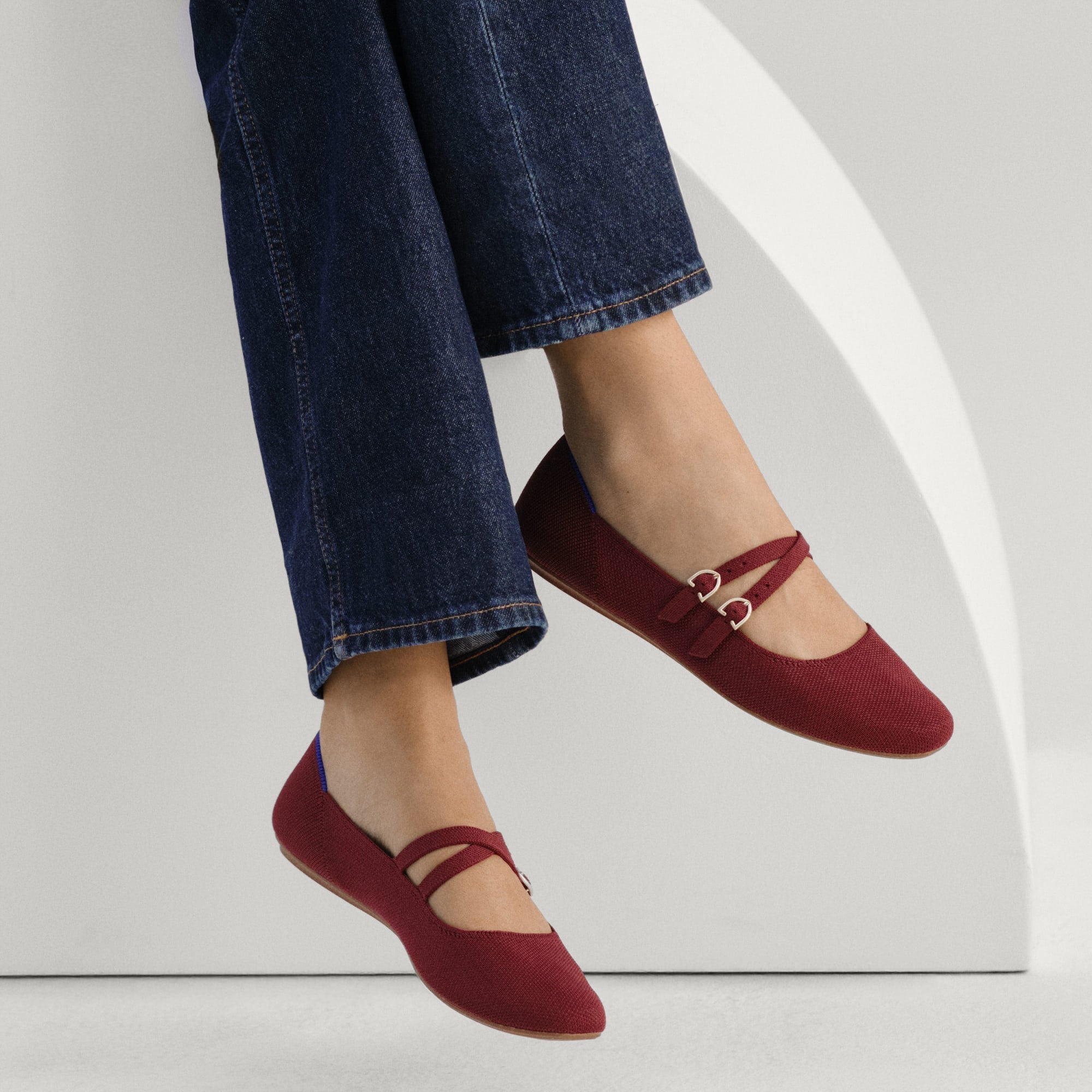 Rothy's The Double Buckle Mary Jane ballerine Cabernet bordeaux